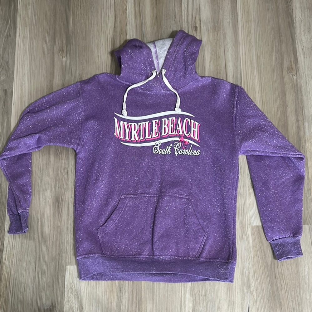 Purple Sparkly Myrtle Beach Hoodie L